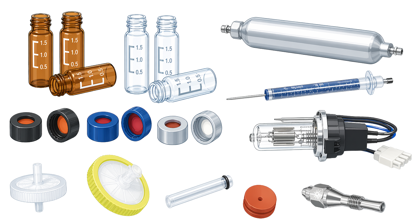 Consumibles para cromatografía — viales, filtros, accesorios
